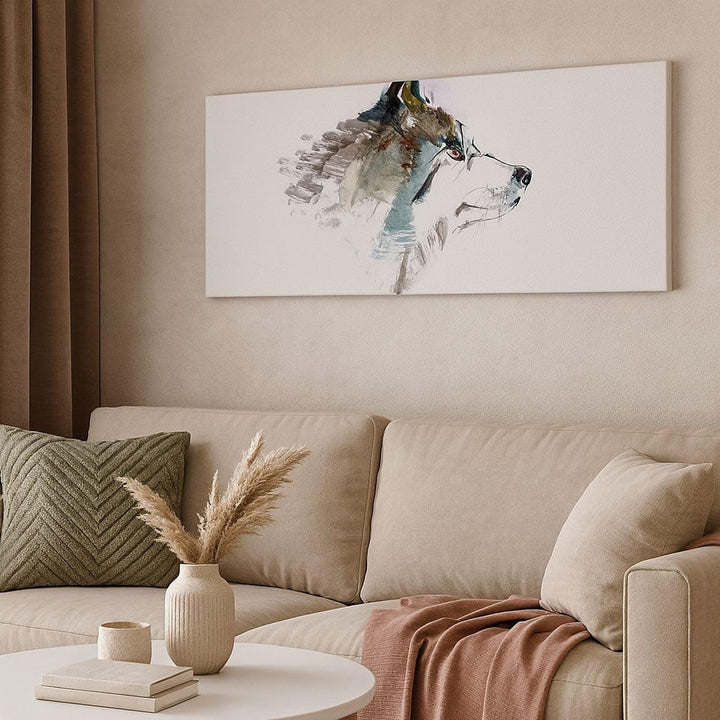 Wandbilder Dekoration Wohnzimmer Hund Illustration Fantasie Panorama Bilder auf Leinwand 120x50cm Le