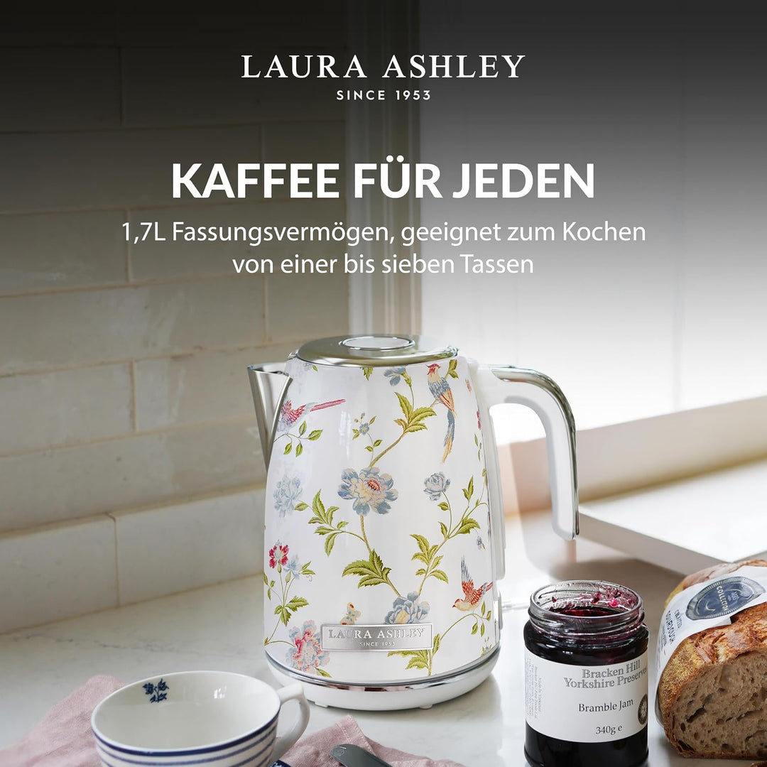 Laura Ashley Elveden Weiss Kabelloser Elektrischer Wasserkocher von VQ. Edelstahl-Wasserkocher 1.7 L
