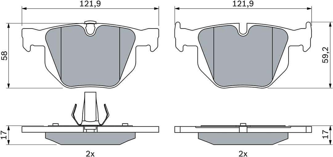 Bosch BP472 Bremsbeläge - Hinterachse - ECE-R90 Zertifizierung - vier Bremsbeläge pro Set