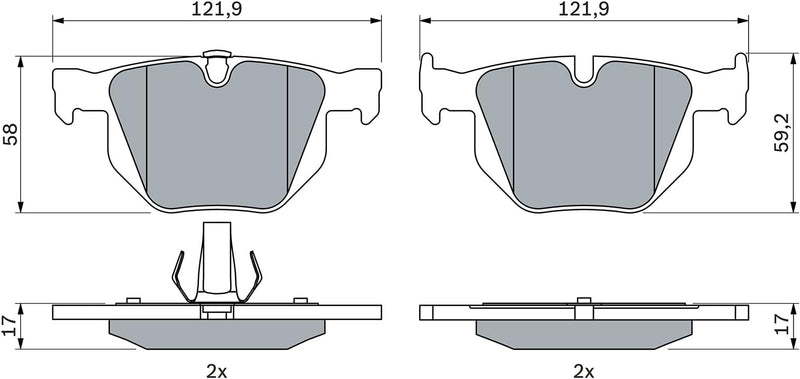 Bosch BP472 Bremsbeläge - Hinterachse - ECE-R90 Zertifizierung - vier Bremsbeläge pro Set