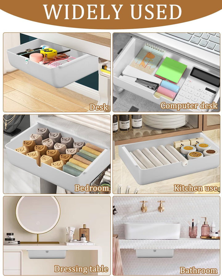 Cotepi Schublade unter Schreibtisch, Versteckte Schubladenbox, Selbstklebende Organizer, Selbstklebe