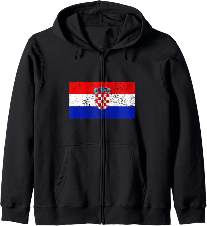 Retro Vintage Kroatien Flagge Kapuzenjacke