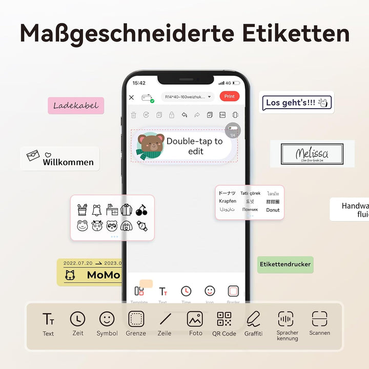 NIIMBOT Etiketten für B1 B21 B31 B3S Etikettendrucker, 30 * 15mm/2R 460 Etiketten pro Rolle, 2 Rolle