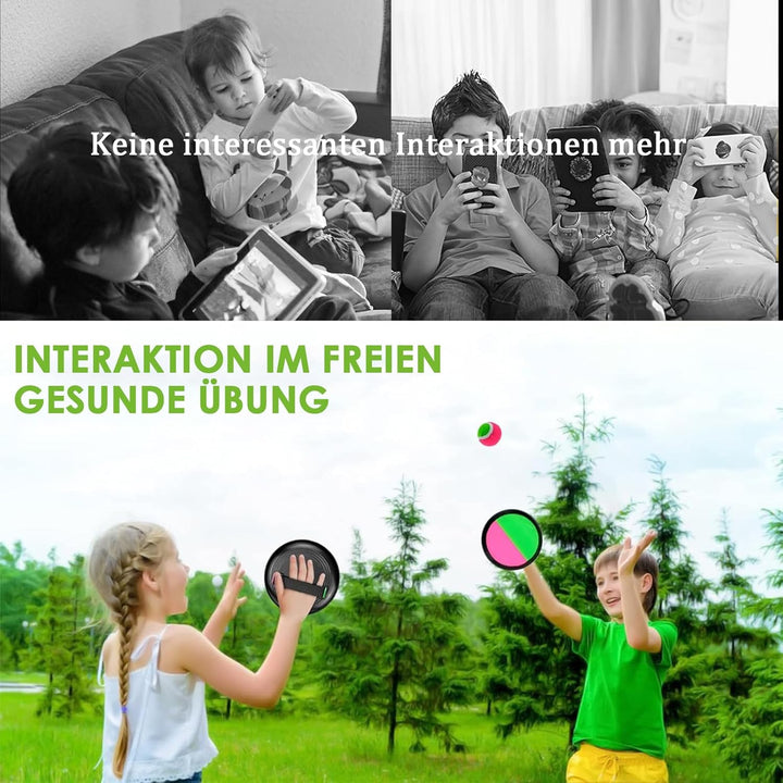 Klettballspiel Klettball Set mit Fangscheiben Bälle, Klettballspiel für Kinder, Ballspiele Klettspie