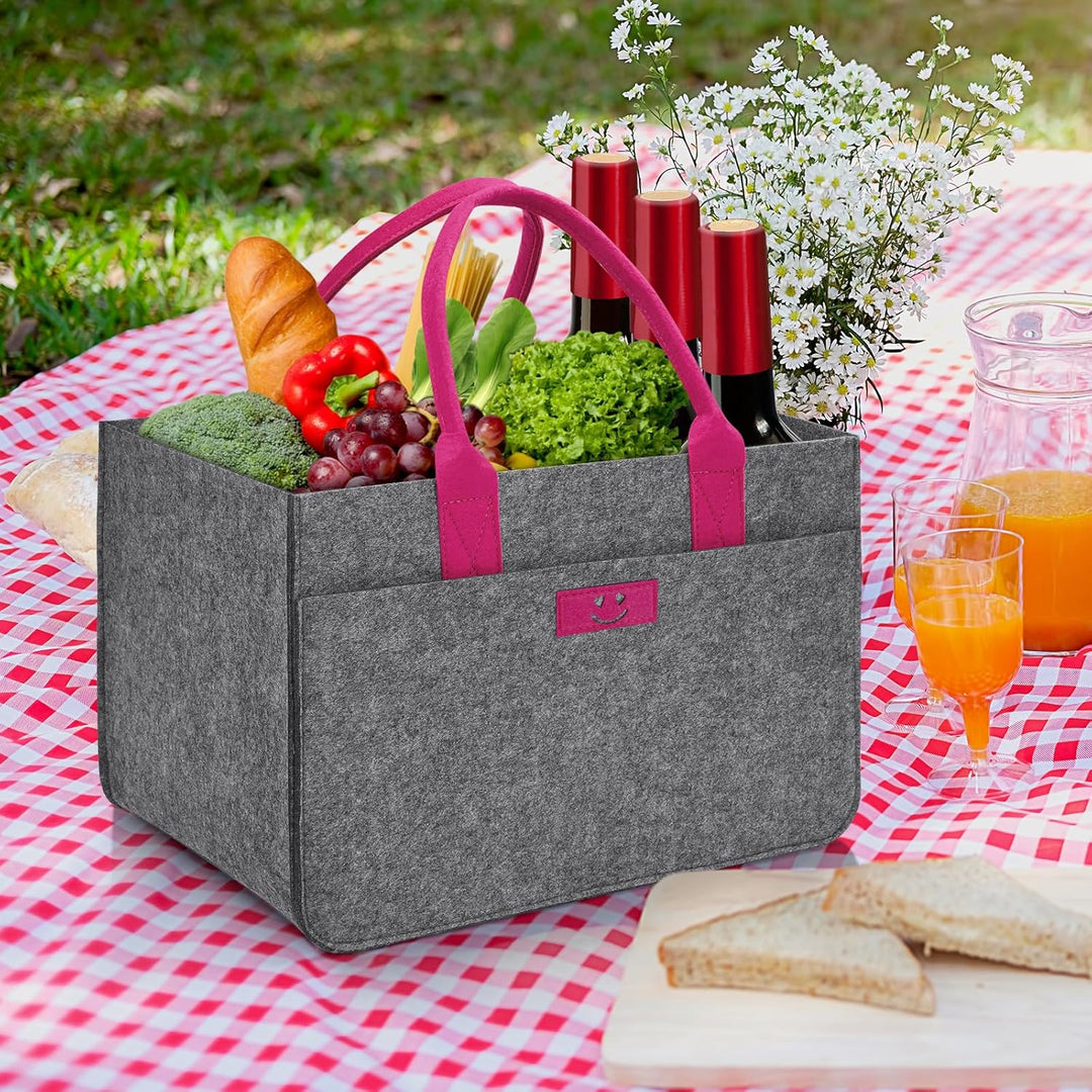 Filz Einkaufskörbe Filztasche 30L Einkaufskorb Faltbar Einkaufstasche mit Fächern, Filztasche Gross