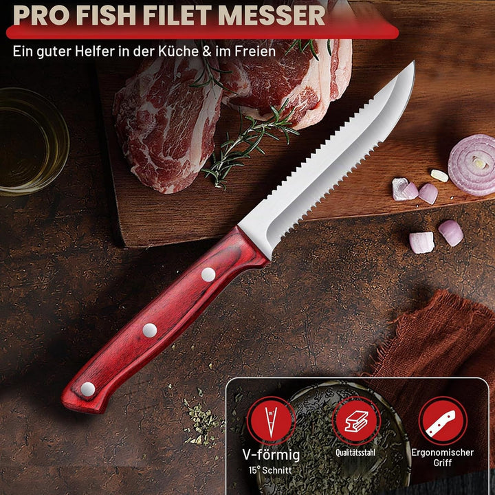 TAN REN Filitiermesser Fisch Scharf, 12.5 CM Profi Filetiermesser Fisch, Edelstahl Filetiermesser Fl