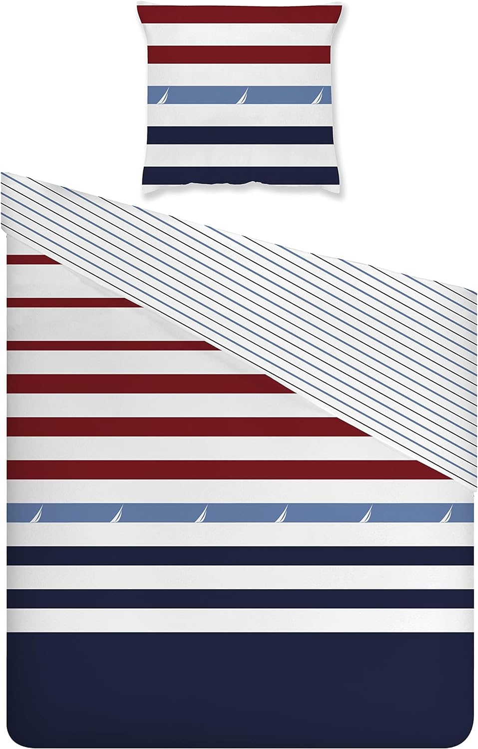 Nautica Home Finn BETTWÄSCHE Set 100% Baumwolle 200X200 + 2X 80X80 Kissenbezug