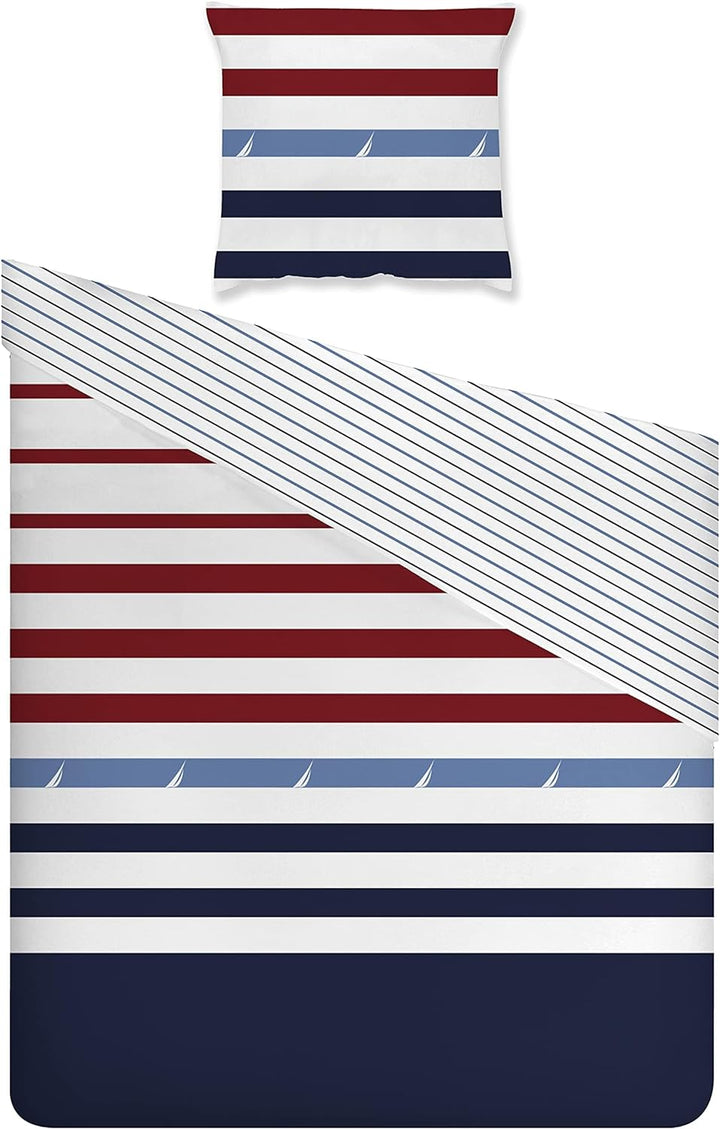 Nautica Home Finn BETTWÄSCHE Set 100% Baumwolle 200X200 + 2X 80X80 Kissenbezug