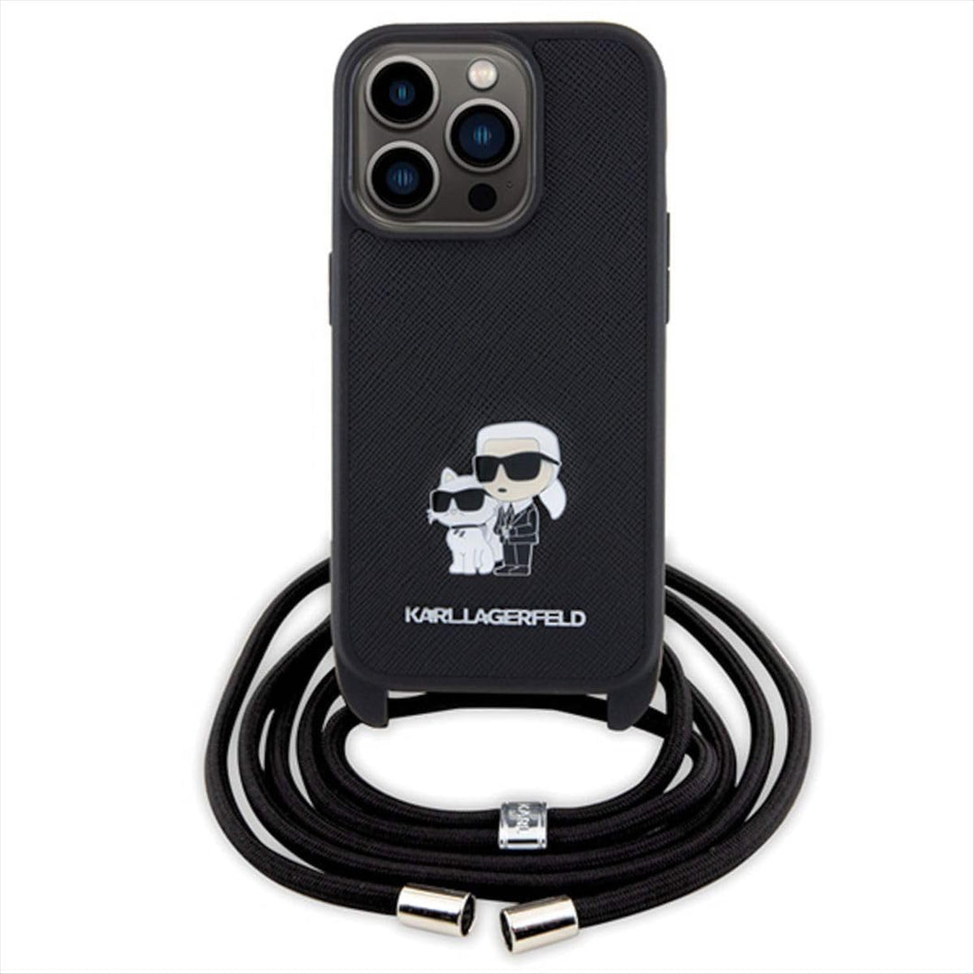 KARL LAGERFELD KLHCP15XSAKCPSK Hülle für iPhone 15 Pro Max 6.7" hardcase Schwarz Crossbody Saffiano