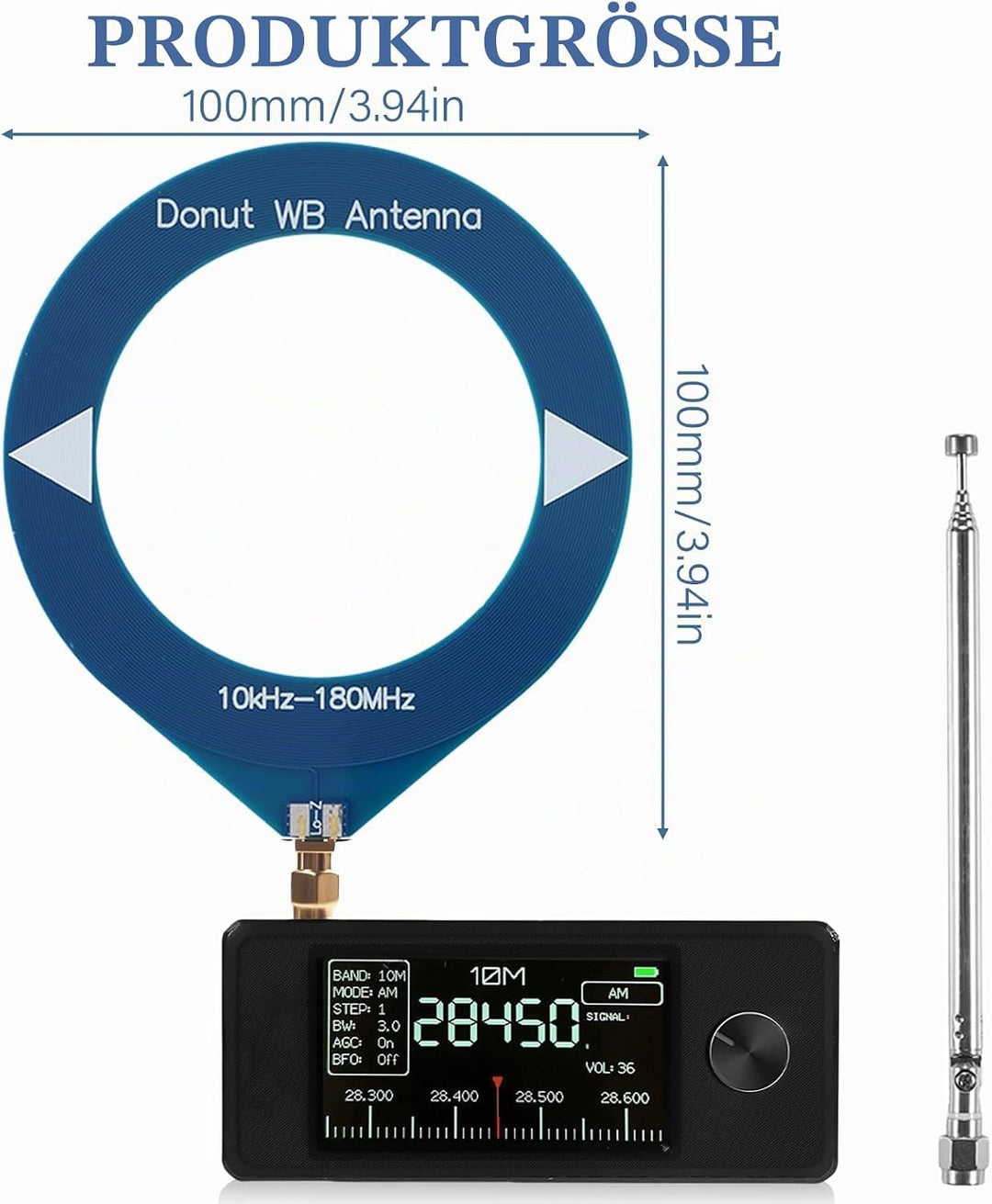 SI4732 Taschenradio 0.5-108MHz: Radio im Taschenformat mit 1,9" IPS Farbdisplay, Vollband-Empfänger