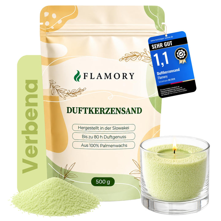 Duftkerzensand 500 g – Kerzensand mit Duft & Dochten (6 Stk.) – ohne Paraffin – aus Pflanzenwachs –