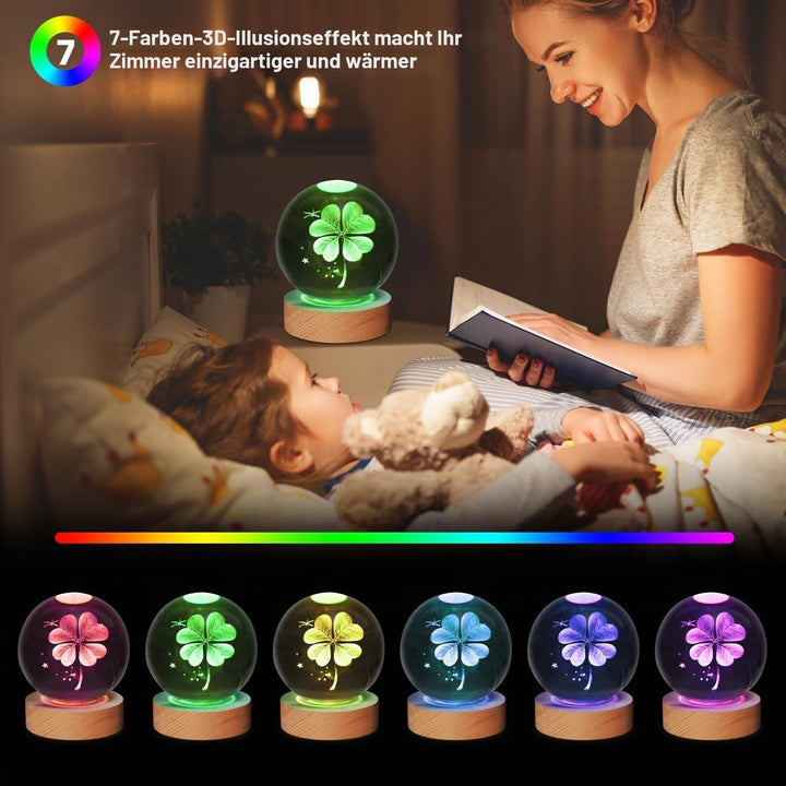 Silvester Led Schneekugel Weihnachten Weihnachtsdeko, 3D Neujahrsgeschenke Kleeblatt Kristallkugel G