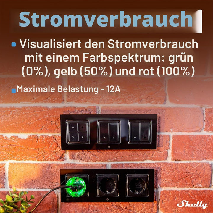 SHELLY WLAN-Steckdose Plus Plug S, 12 A, Messfunktion, schwarz. 5 Stück