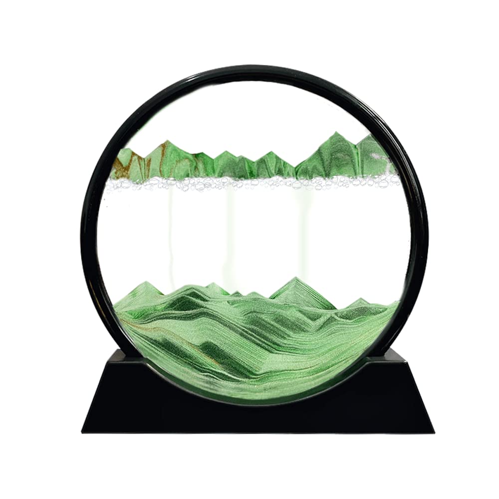 Aoderun Sandbilder Zum Drehen 3d Sanduhr Büro Deko Sand Rundes Glas Fliessender Sand Rahmen Beweglic