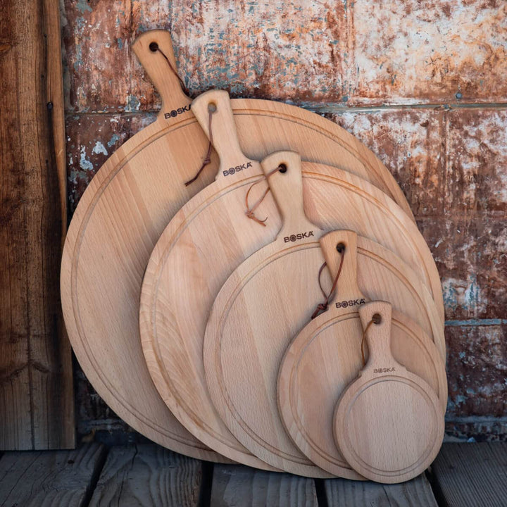 Boska Servierbrett Rund Amigo XL/für Pizza, Käse oder Tapas / 42 cm/Holz/Braun 54 x 42 x 2 cm, 54 x