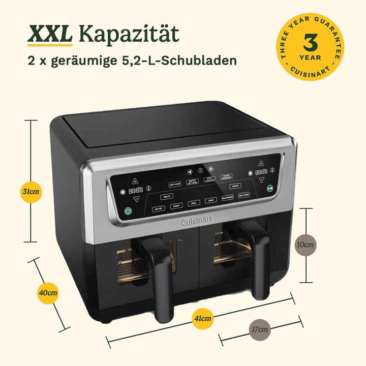 Cuisinart XXL Air Fryer, ohne PFAS, Kochen ohne Chemikalien, Airfryer, Braten, Grillen, Gebäck, Dehy