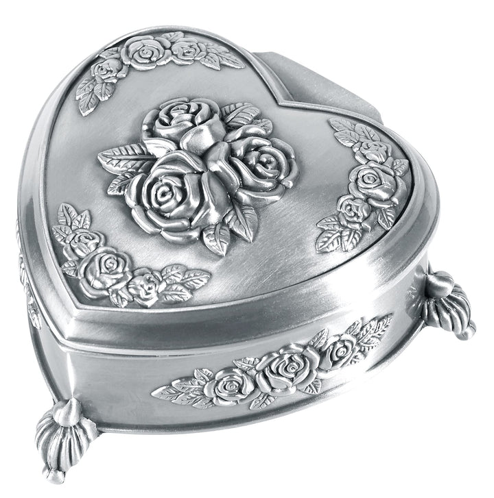 INFINIONLY Schmuckkästchen Damen, Schmuckkästchen aus Zinnlegierung, Vintage Rose Geschnitzte herzfö