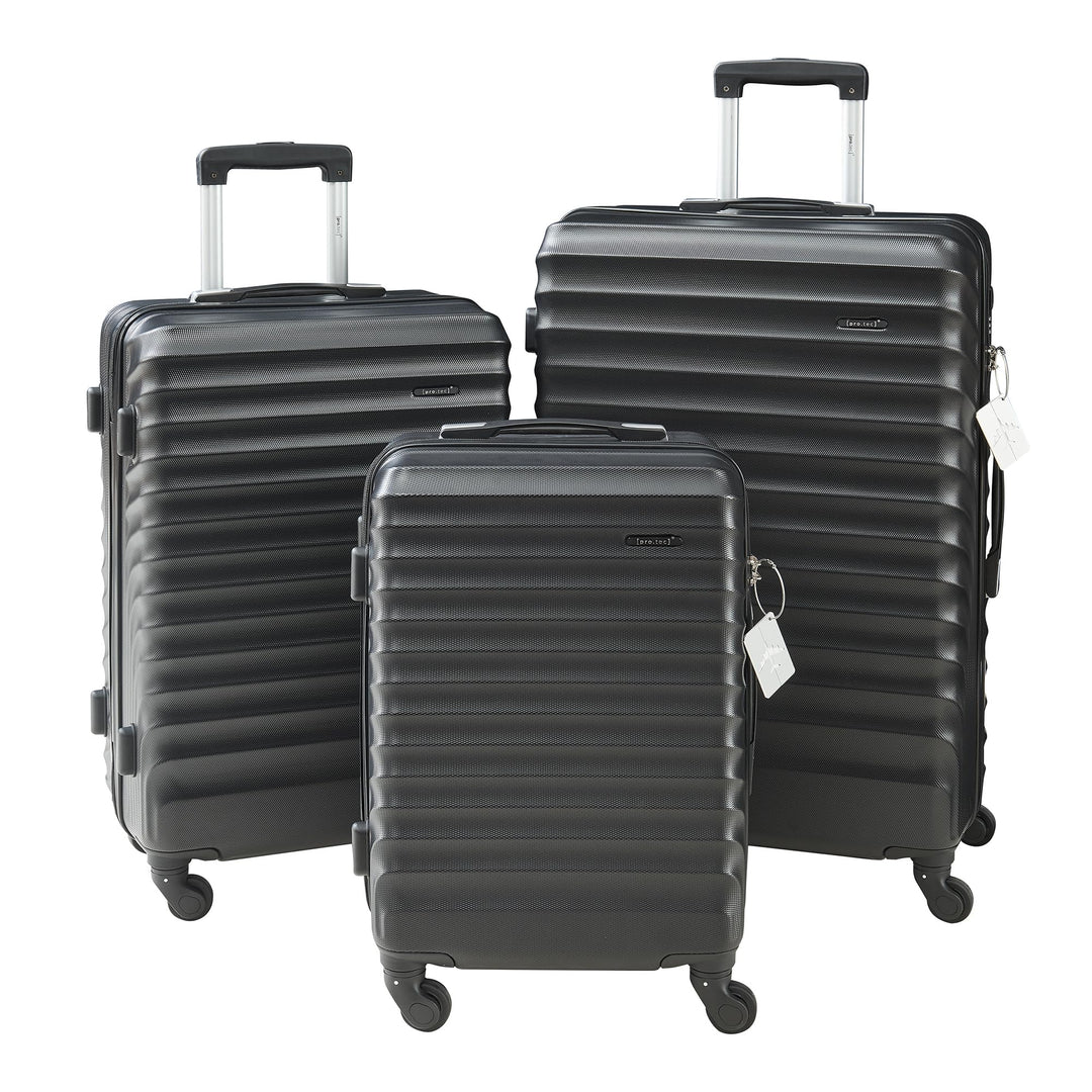 pro.tec Koffer Set 3-teilig Pona Reisekoffer ABS Hartschalenkoffer mit 4 Rollen Handgepäck leicht Tr