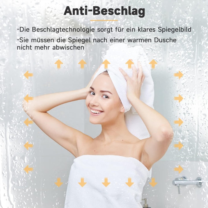 SONNI Badspiegel mit Beleuchtung 80x60 cm beschlagfrei Badezimmerspiegel mit Beleuchtung Lichtspiege