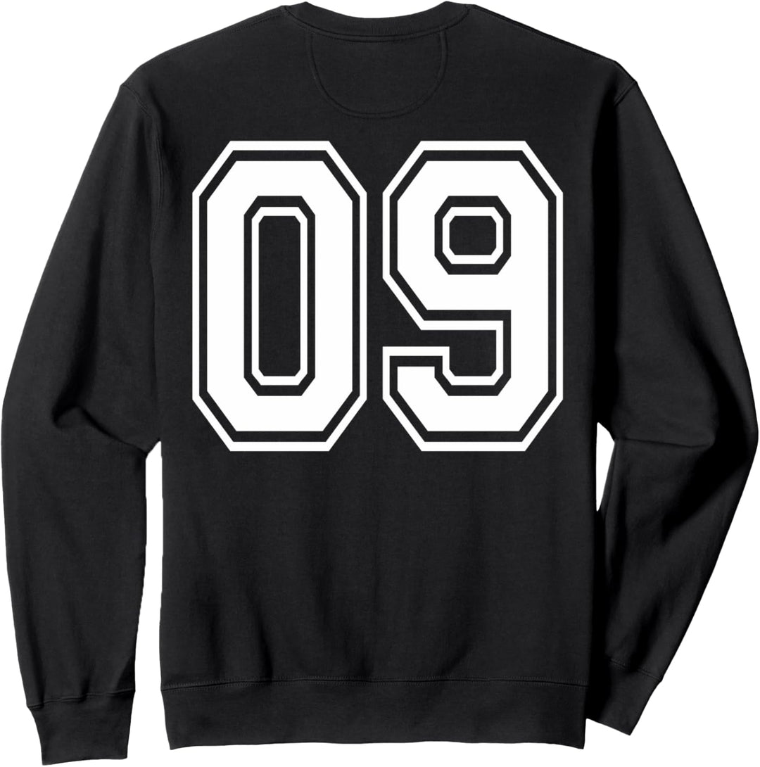 Nummer 09 vorne und hinten in Weiss gedruckt Sweatshirt