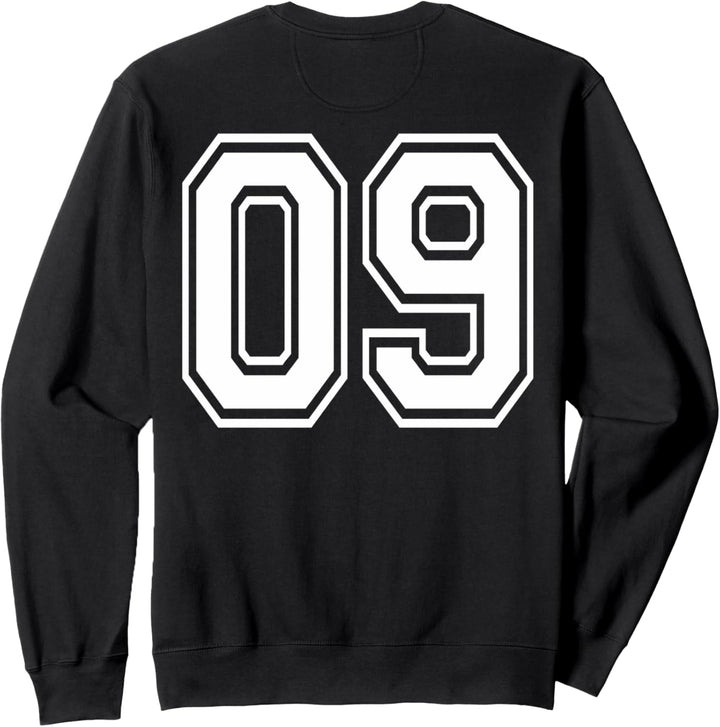 Nummer 09 vorne und hinten in Weiss gedruckt Sweatshirt