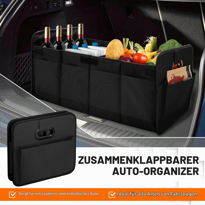 Kofferraum Organizer Auto, Faltbare Kofferraumtasche mit Fächern &amp; Tragegriff,Geräumige Aufbewahrung