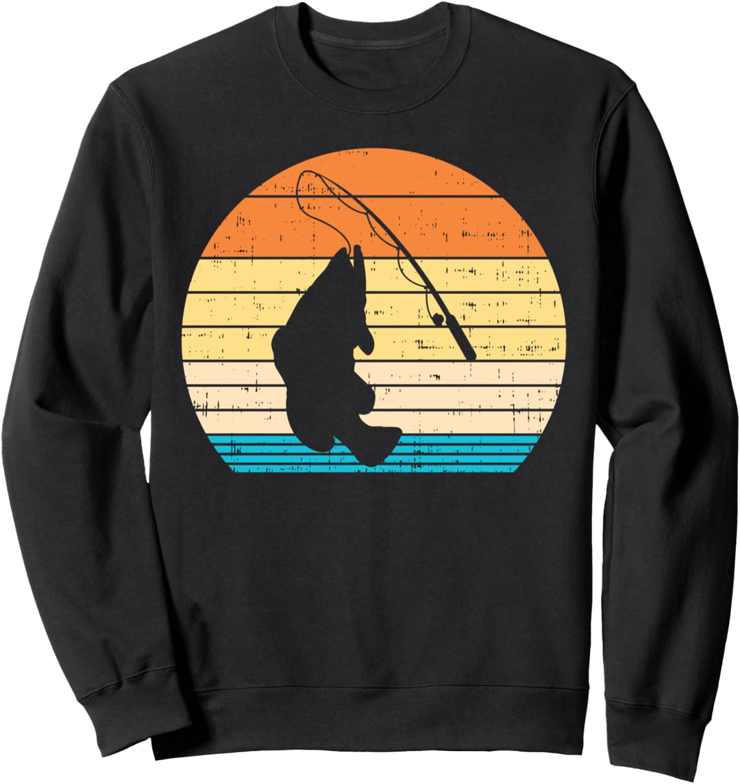 Bass Fish Fishing Rod Retro Fishing Fisherman Angler Gift Sweatshirt