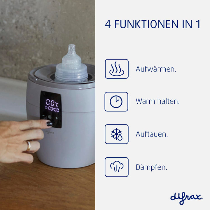 Difrax Flaschenwärmer - Schnelles und sicheres Erwärmen, Auftaustufe, Stand zum Warmhalten von Flasc