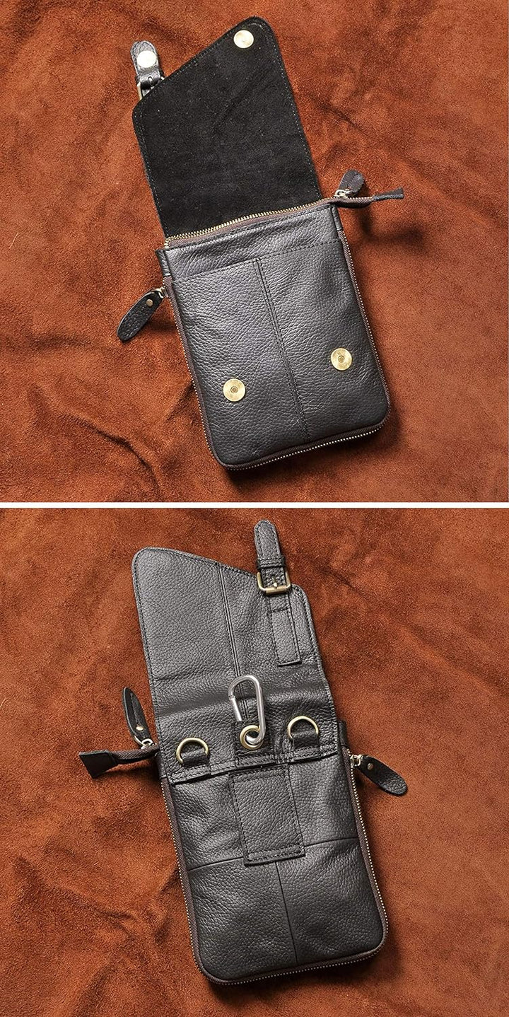 Le'aokuu Herren Verrückt Pferd Leder Tasche Freizeit Universität Schultasche Reisetasche Schultertas
