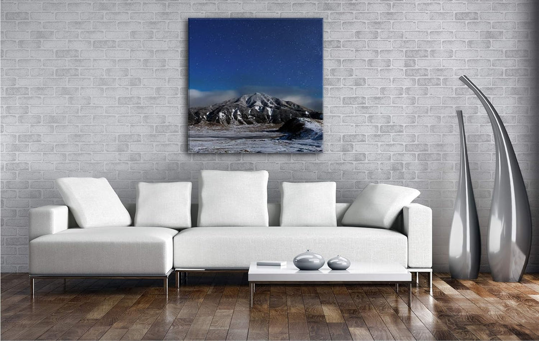 deyoli Japanischer Vulkan Kumamoto bei Nacht Format: 60x60 als Leinwand, Motiv fertig gerahmt auf Ec