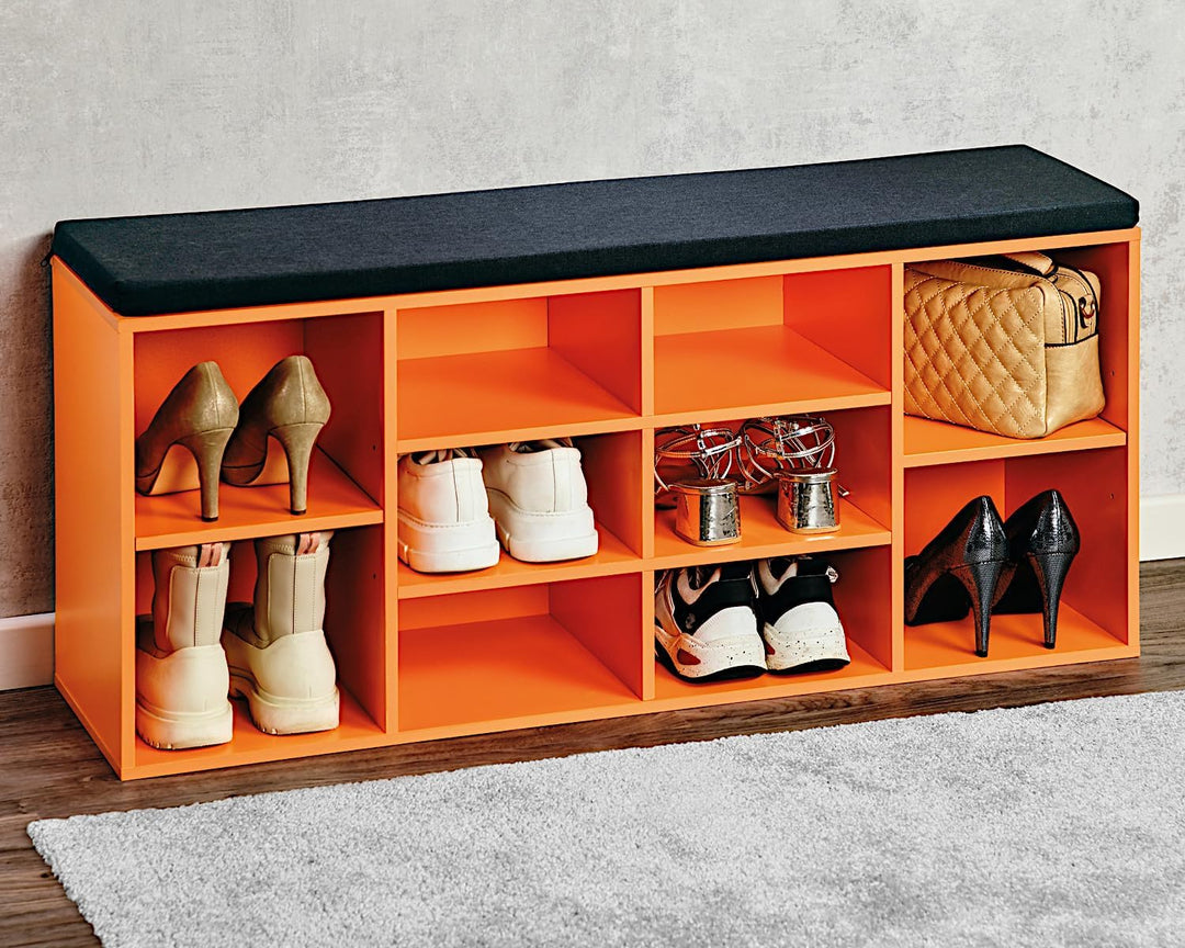 Kesper Schuhschrank mit Sitzkissen, Material: Spanplatte, funiert, Masse: B 103,5 x H 48 x T 29,5 cm