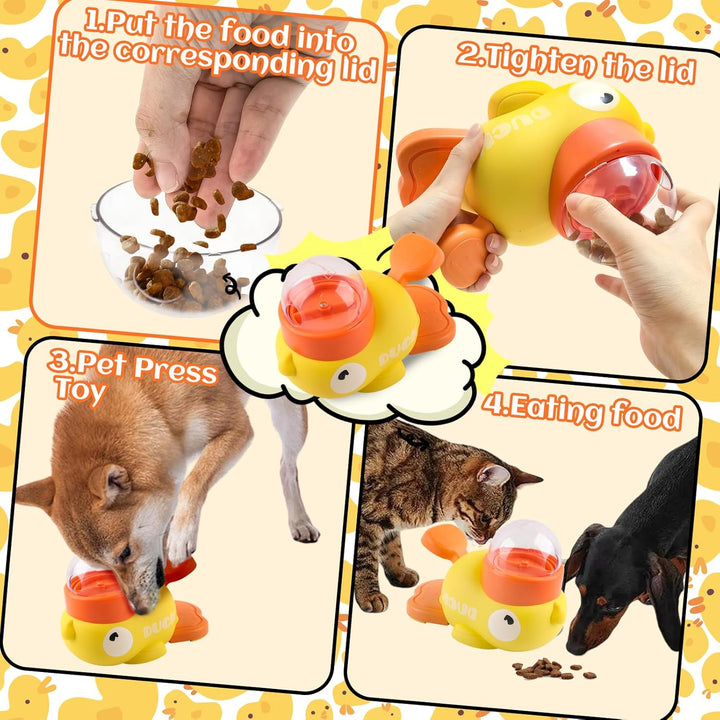 Ente Futterspender, Hund Slow Feeder Spielzeug, Automatischer Futterspender für Gelbe Enten, Langsam