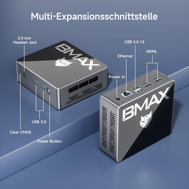 BMAX Mini PC N95(bis zu 3,4GHz) 16GB DDR4 RAM 512GB Intel 12. Gen B4 Kleiner PC, HDMI 4K@60 3-Bildsc