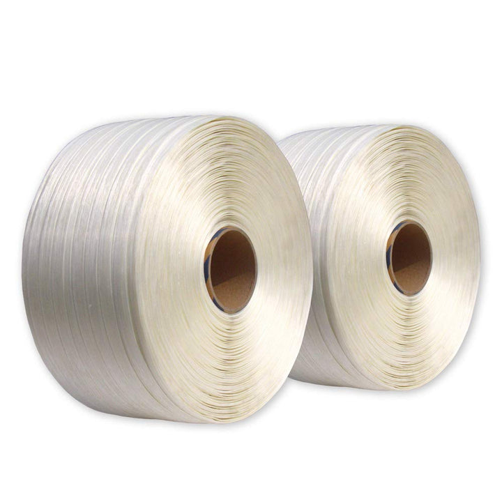 VEMATEC 2 Rollen 19 mm Umreifungsband 600 m, Spanngerät, Abroller, 300 Metallverschlussklemmen - Umr