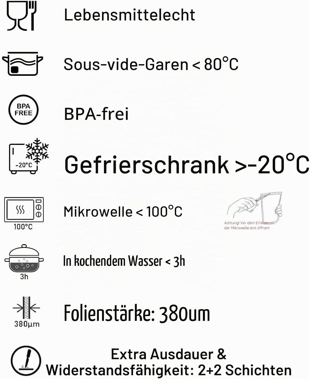 Maxxo Profi Rollen für Vakuumierer 12x 20 x 300 cm BPA frei Tüten Folienrollen für Vakuumiergeräte g