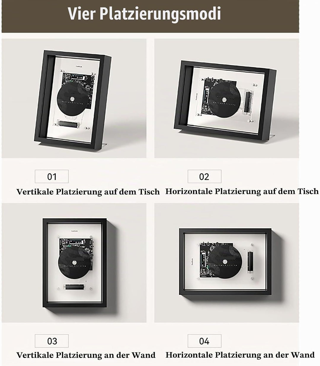 CD-Player Zum Dekorieren, Musik-Deko-Bilderrahmen Mit Fernbedienung, Bluetooth 5.0/3,5-mm-AUX-Ausgan