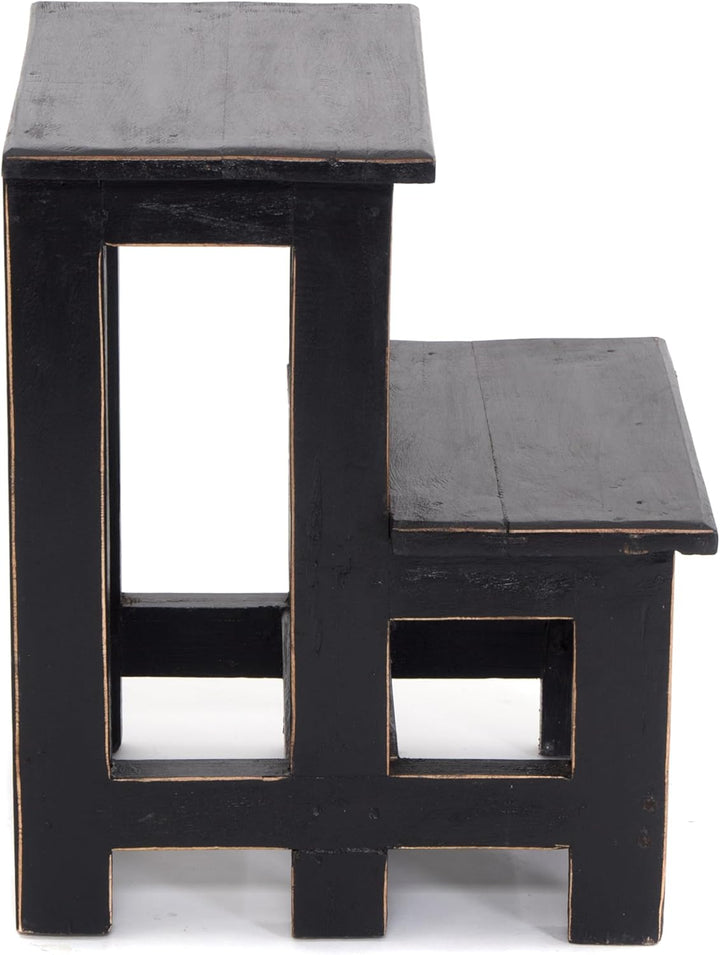 DESIGN DELIGHTS TRITTLEITER Step | 46x37x37 cm (HxBxT), Altholz, zweistufig | Trittleiter, Haushalts