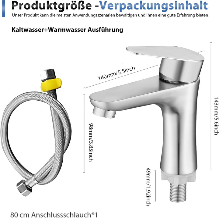 Kaltwasserhahn Gäste Wc, Kaltwasserarmatur Mit Anschlussschlauch, Bad Armatur Waschbecken, Wasserhah