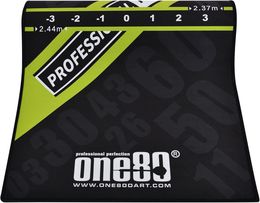 ONE80 Dart Poly Dart Mat Dartteppich incl. Oche Tape rutschfeste gummierte Unterseite 310x70 cm Dart