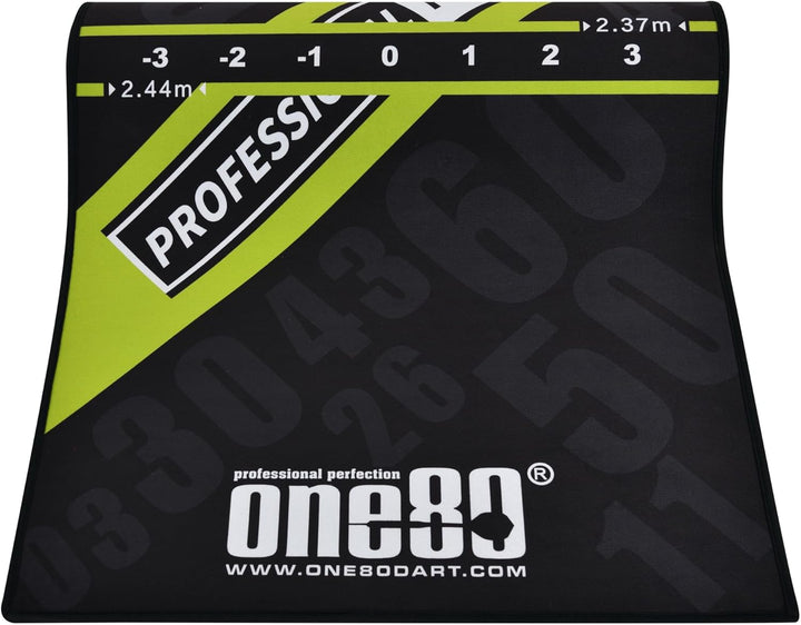 ONE80 Dart Poly Dart Mat Dartteppich incl. Oche Tape rutschfeste gummierte Unterseite 310x70 cm Dart