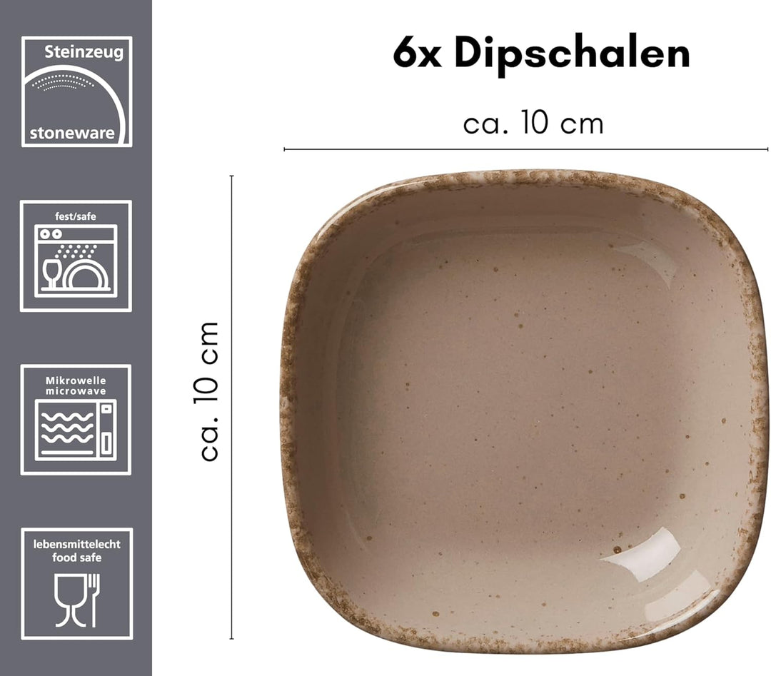 Ritzenhoff & Breker Dipschalen-Set Casa, 6-teilig, 10x10 cm, Nougat Dipschalen Nougat, Dipschalen No