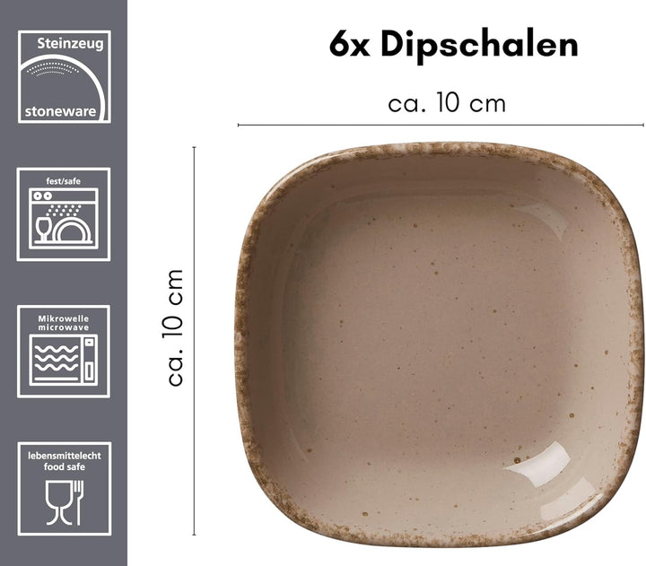 Ritzenhoff & Breker Dipschalen-Set Casa, 6-teilig, 10x10 cm, Nougat Dipschalen Nougat, Dipschalen No