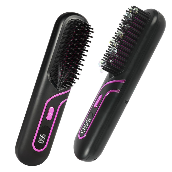 LOPHE Mini Haarglätterbürste, Glättbürste Kabellos, Hair Straightener Comb mit LCD-Bildschirm 4-Stuf