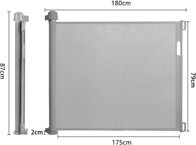 NAIZY Treppenschutzgitter Rollo Ausziehbar Türschutzgitter 87 x 0-180 cm Absperrgitter Treppenschutz