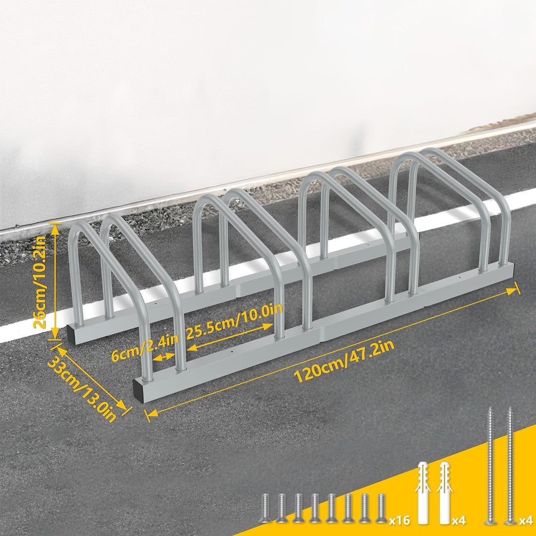 Fahrradständer für 4 Fahrräder | Stahl-Multi-Aufstellständer | Rostfreier Ständer für Mountainbike,