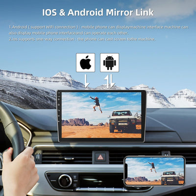 Autoradio 2 Din mit GPS Navi WiFi Freisprecheinrichtung 10 Zoll Doppel mit IOS/Android Mirror Link B