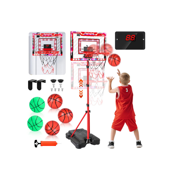 Basketballkorb für Kinder, Höhenverstellbar 105-183cm, Kinderspielzeug Basketball Hoop mit 5 Ball, B