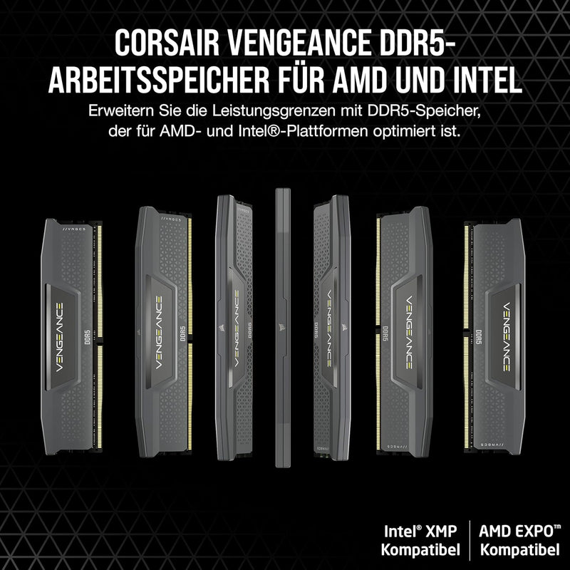 CORSAIR Vengeance DDR5 RAM 32GB (2x16GB) 6000MHz CL30 AMD Expo iCUE Kompatibler Computerspeicher - G