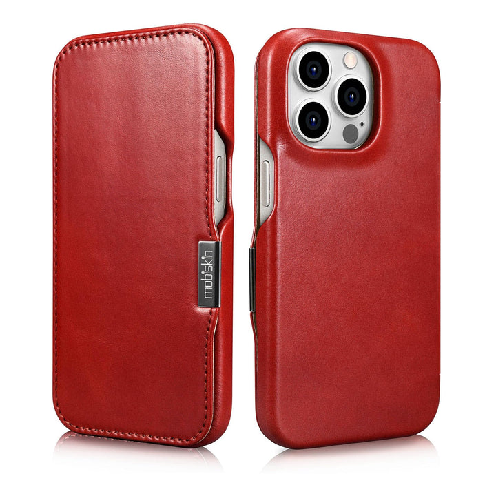 Mobiskin Hülle für iPhone 15 PRO (6,1 Zoll), Handyhülle mit Leder, Case kompatibel mit MagSafe, Schu