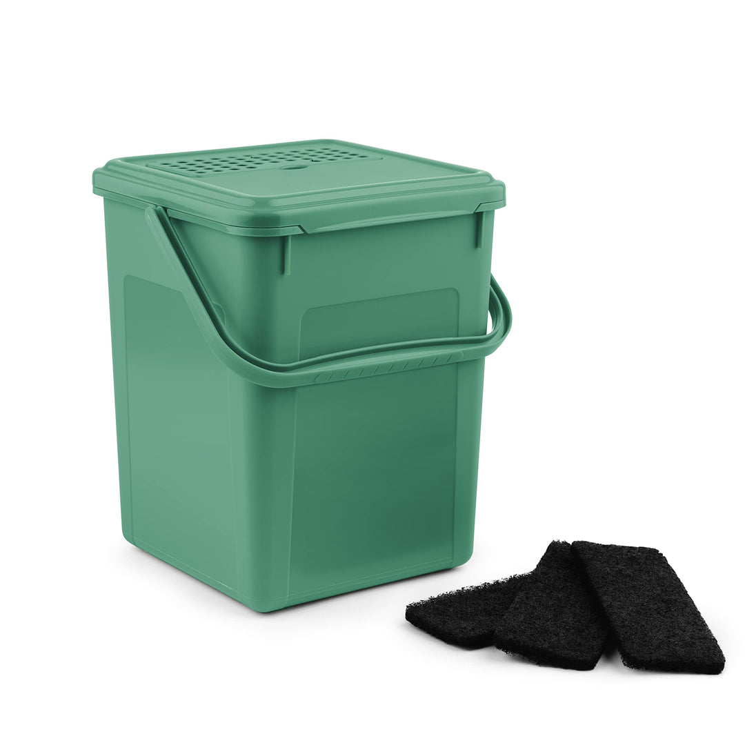 Rotho Bio Komposteimer 9l mit Aktivkohlefilter im Deckel und weiteren Ersatzfilter, Kunststoff (PP)